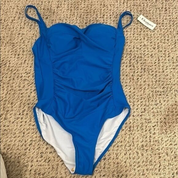 Vibrant Blue One Piece Swimsuit with Sweetheart Neckline - Picture 1 of 6